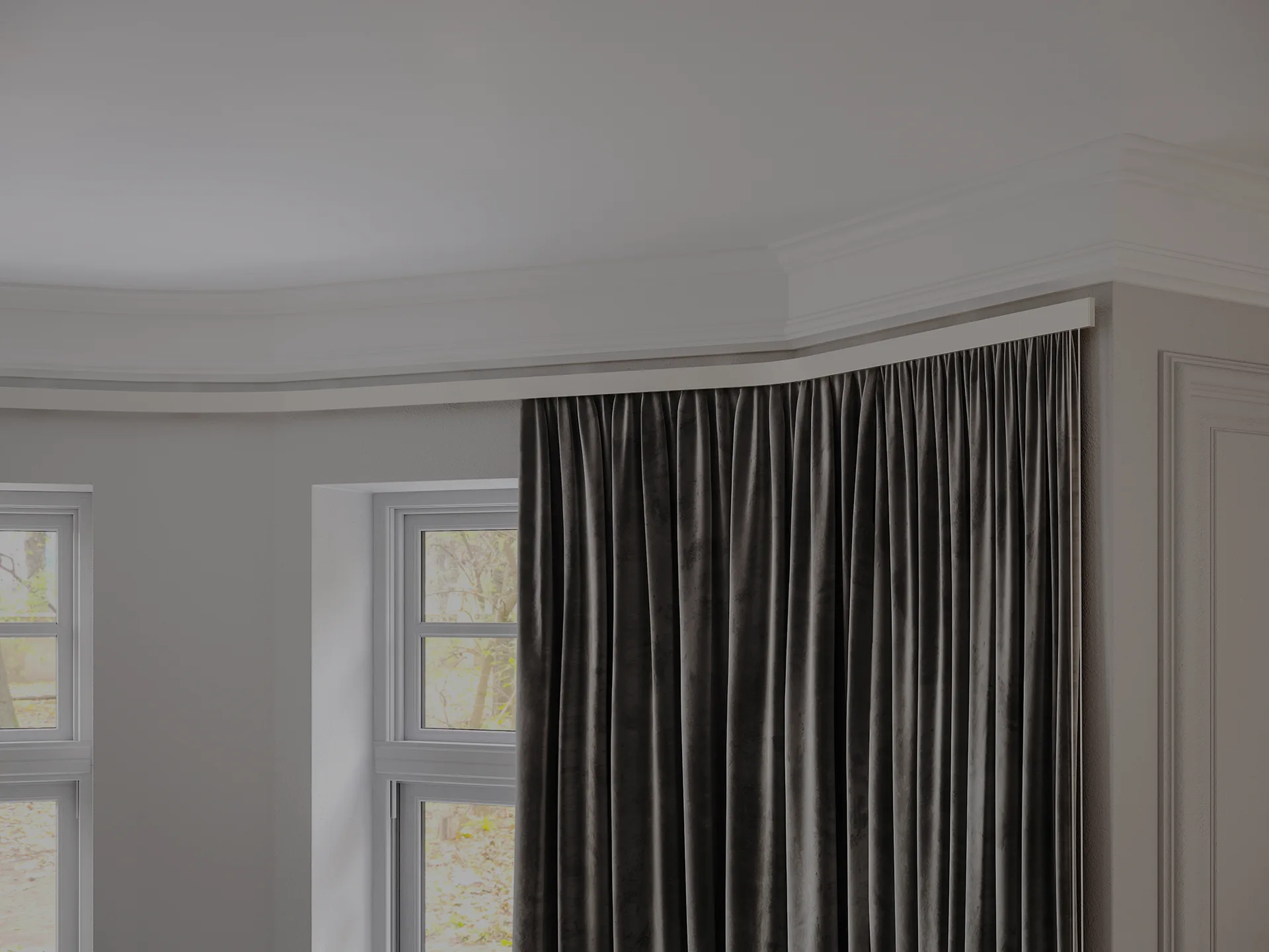Paloma Styleline pole with grey curtains